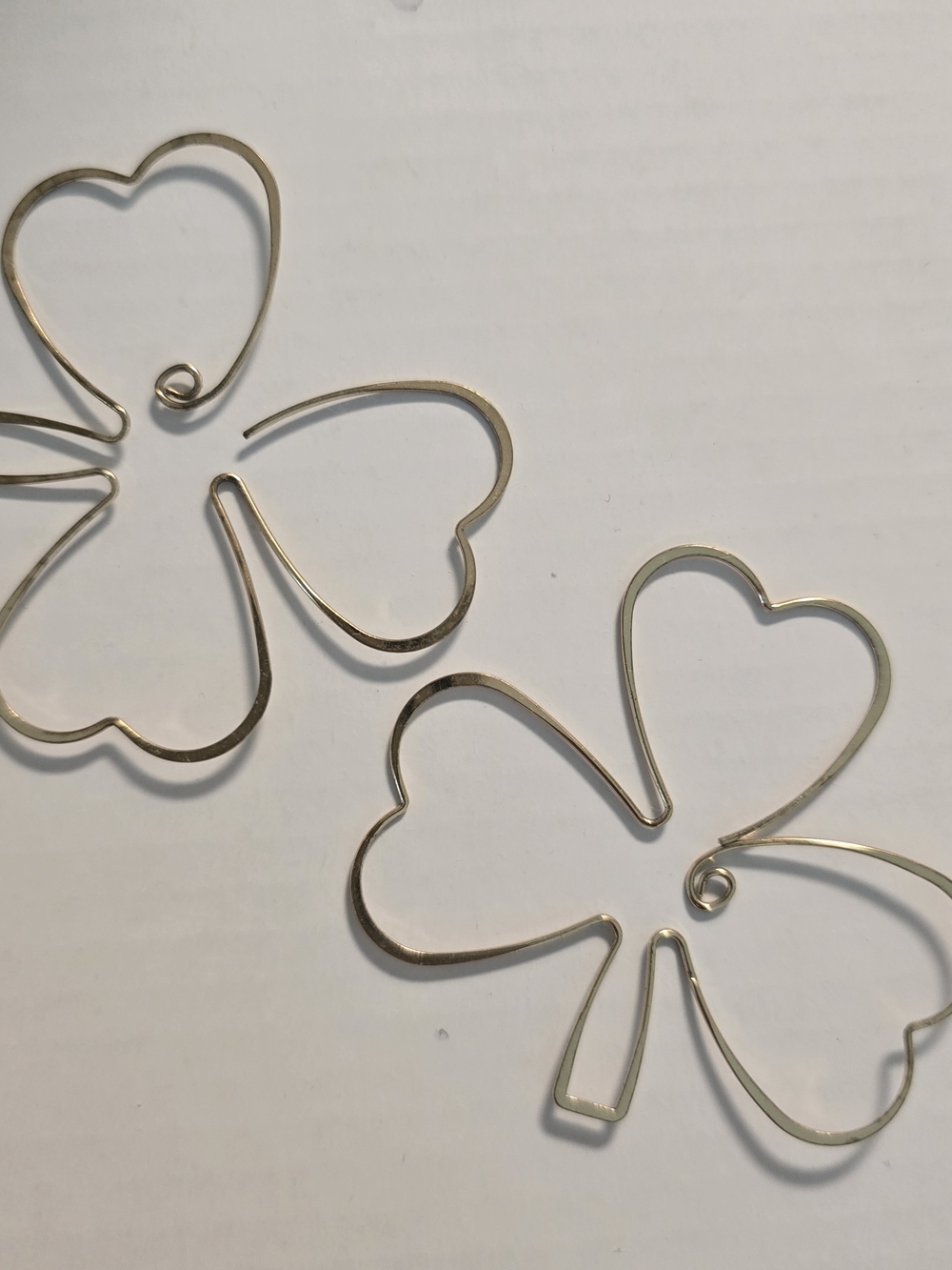 Gold Tone Heart Shamrock Earrings - Pair